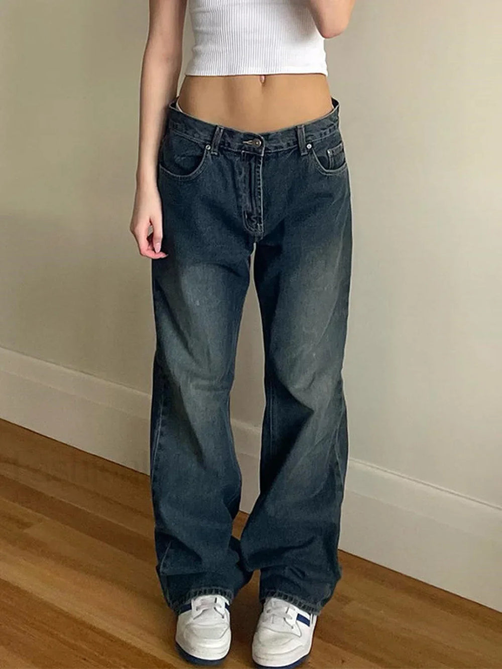 Vintage Blue Wash Boyfriend Jeans Blue / S Boyfriend Jeans