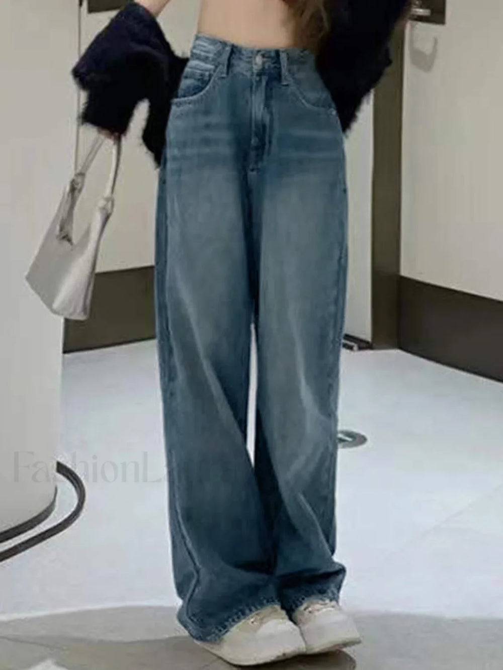 Vintage Faded Wash Straight Leg Boyfriend Jeans Boyfriend Jeans