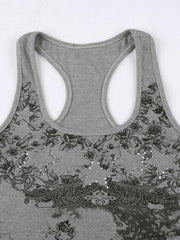 Vintage Floral Star Print Tank Top Tops&Tees