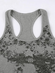 Vintage Floral Star Print Tank Top Tops&Tees