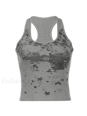 Vintage Floral Star Print Tank Top Tops&Tees