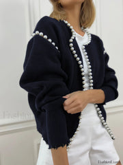 Vintage Pearl Graceful Edge Cardigan Navy / XS Sweaters L