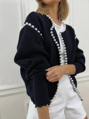 Vintage Pearl Graceful Edge Cardigan Navy / XS Sweaters L