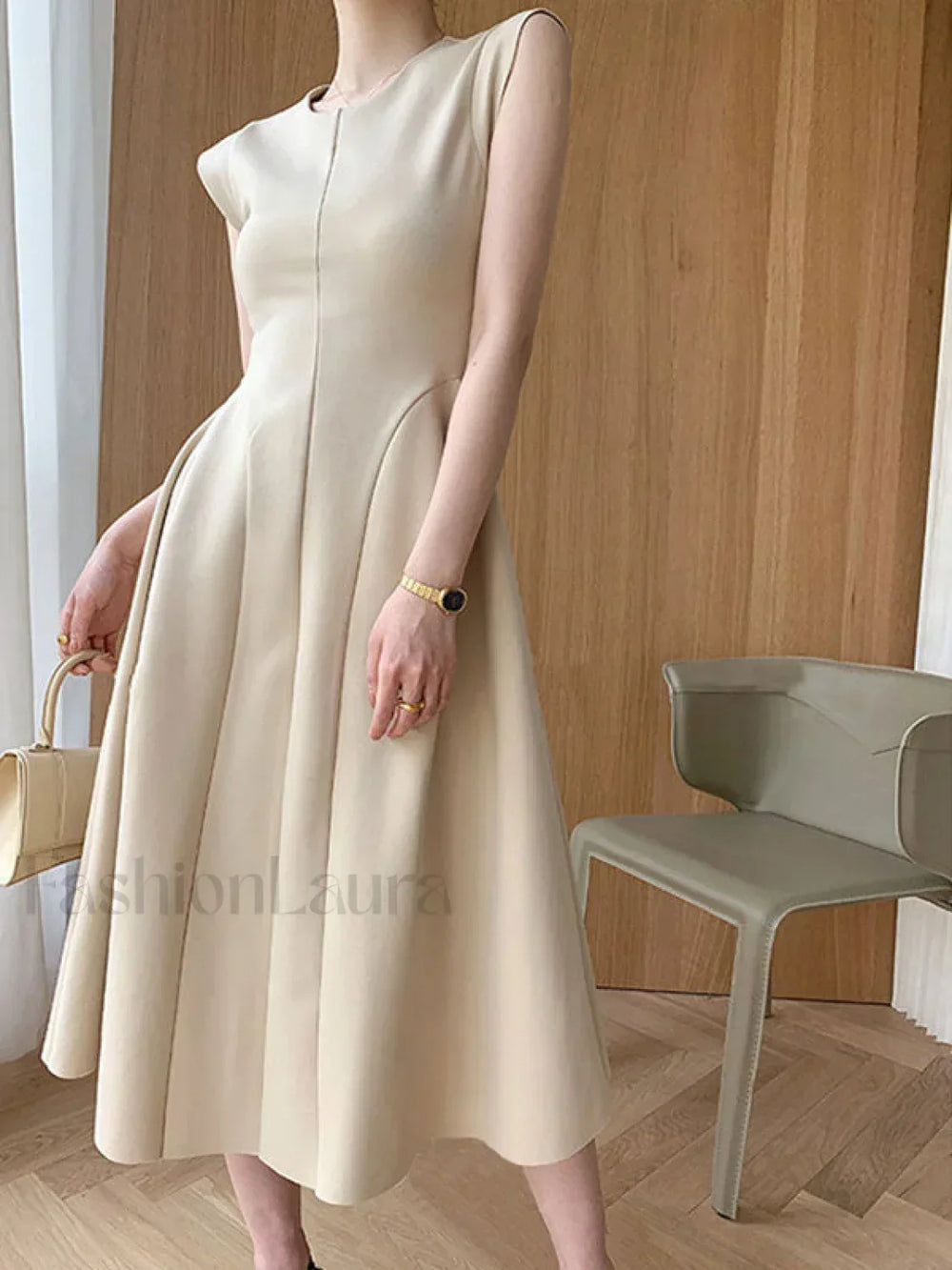 Vintage Spliced Swing Maxi Dress Midi Dresses