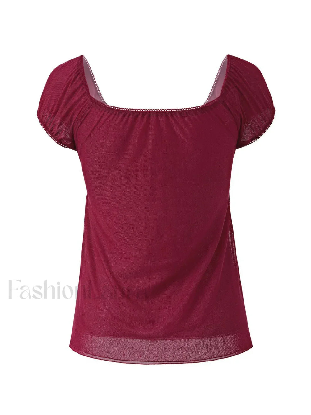 Vintage Tie Front Lace Trim Blouse Short Sleeves