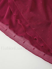 Vintage Tie Front Lace Trim Blouse Short Sleeves