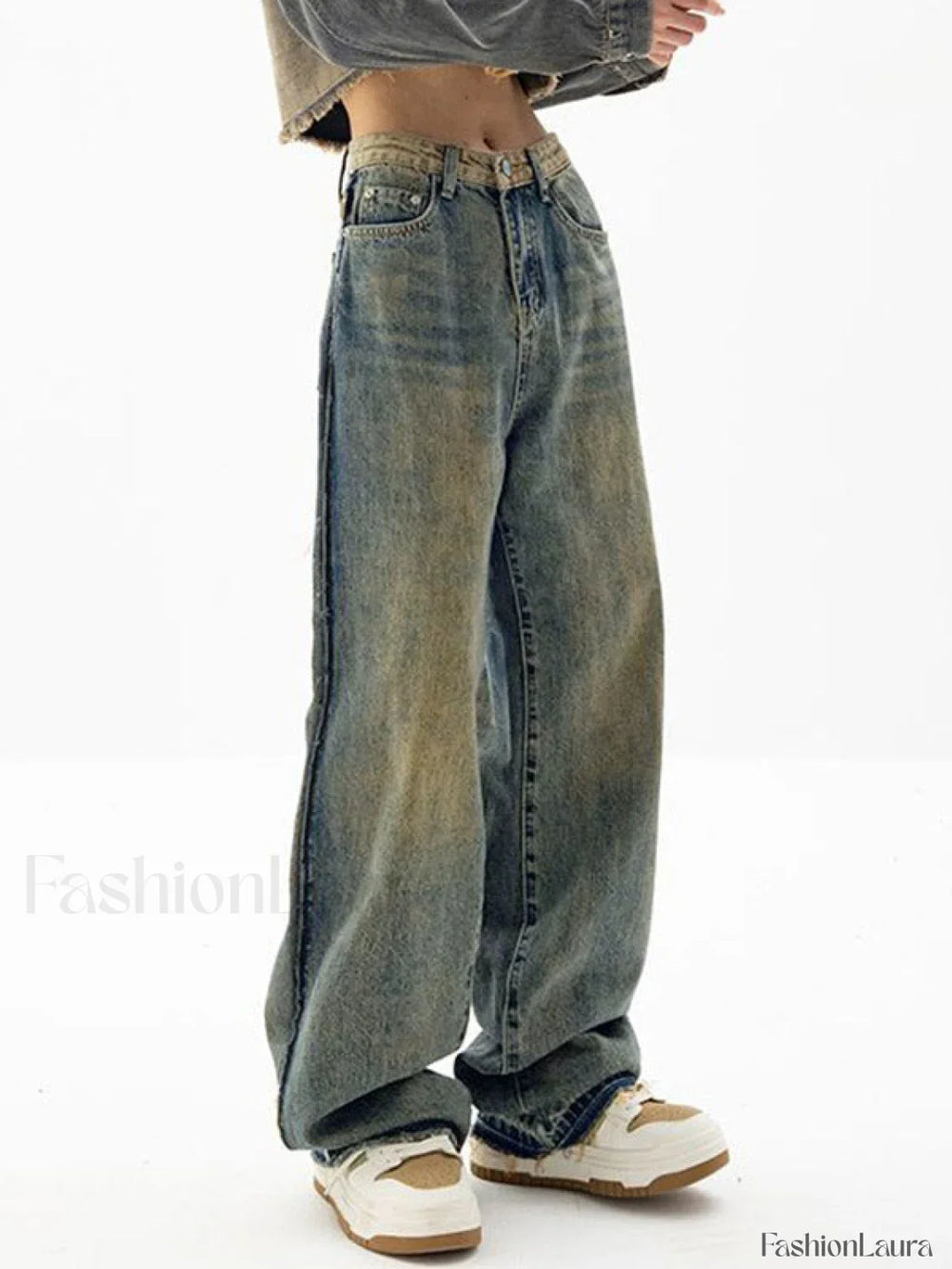 Vintage Wash Distressed Boyfriend Jeans Boyfriend Jeans