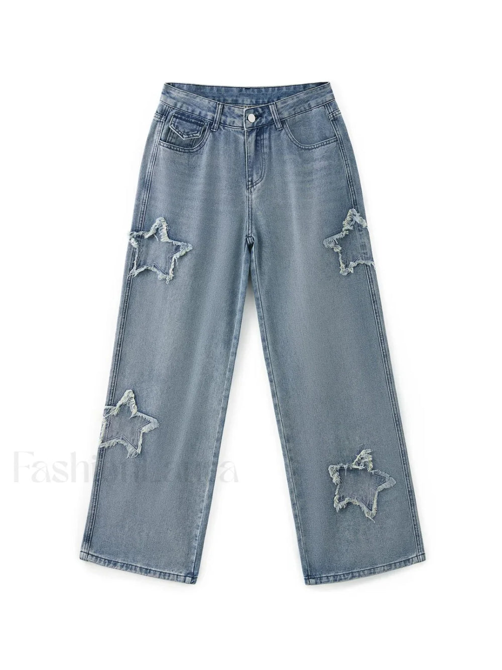 Vintage Wash Distressed Star Patch Boyfriend Jeans Boyfriend Jeans
