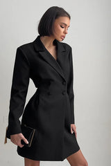 Waist Cinched Sweet Suit Style Strappy Work Dress Black / S