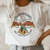 Wanderlust Letter Print Hiking Wilderness T Shirt WHITE / S
