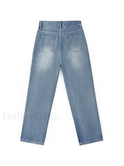 Washed Classic Denim Boyfriend Jeans Boyfriend Jeans