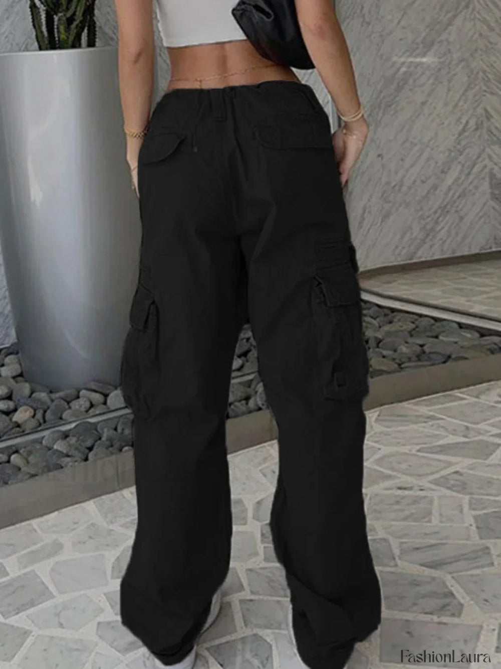 Washed Vintage Baggy Cargo Jeans Black / S Cargo Jeans