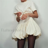 White Bubble Hem Mini Skirt