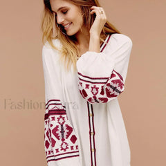 White Puff Sleeve Boho Dress