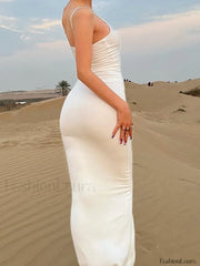 White Sleeveless Bodycon Maxi Dress Maxi Dresses