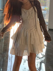 White Tiered Ruffle Mini Dress Mini Dresses