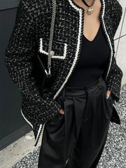 Wool blend Tweed Graceful Contrast Trim Jacket Jackets