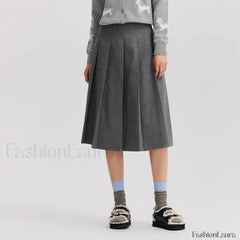 Woolen Pleated A Line Skirt