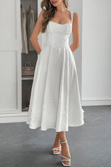 Jacquard Spaghetti Strap Cocktail Dress S / White