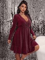 JuliaFashion - Sexy Curve V-Neck Long Sleeve Evening Party Dress