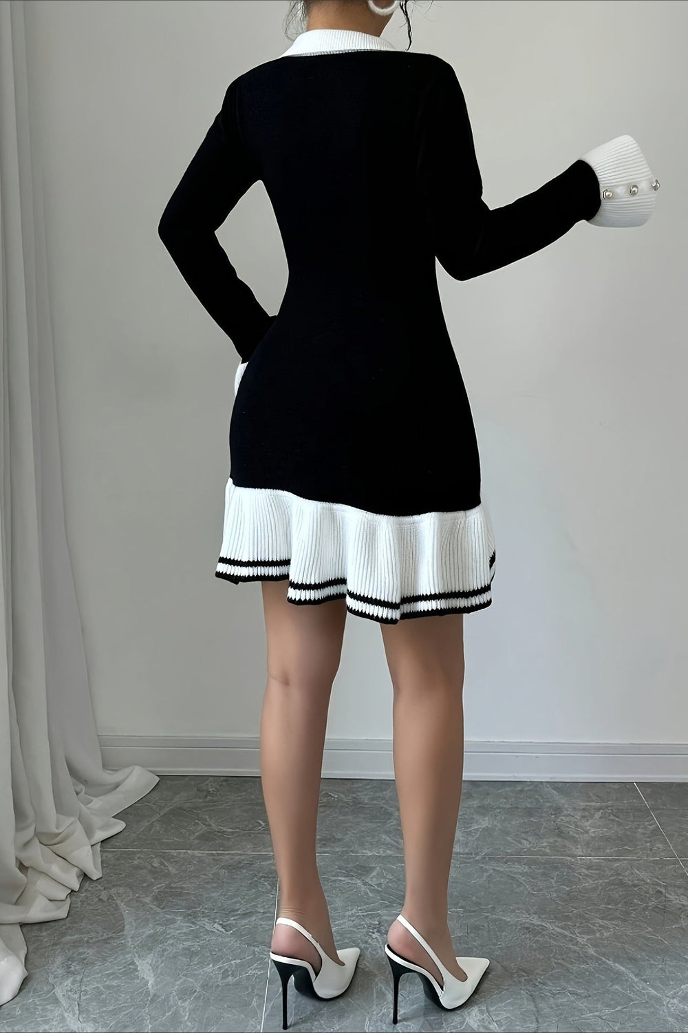 Long Sleeve Ruffle Sweater Dress
