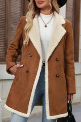 Suede Wool Blend Mid Length Overcoat