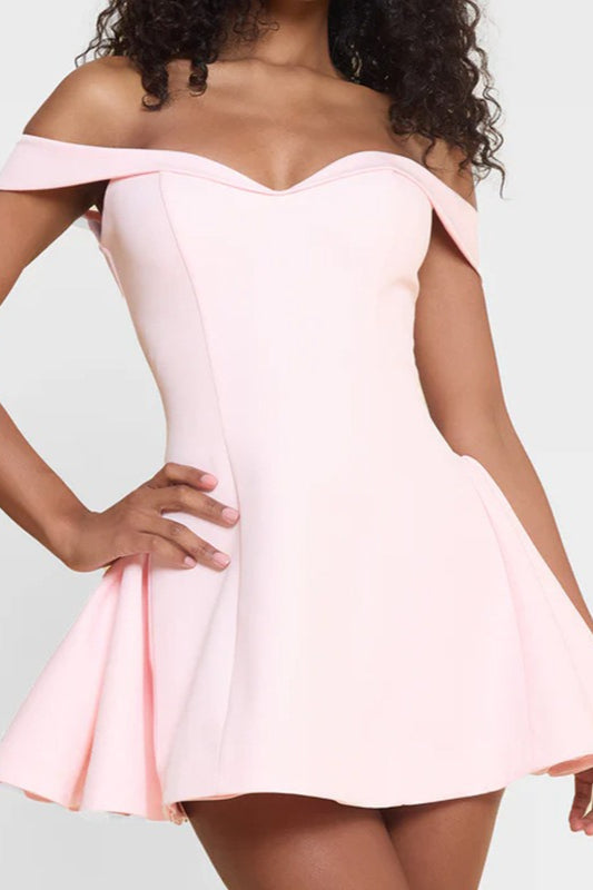 Backless Off-the-shoulder Cocktail Dress XS / Pink