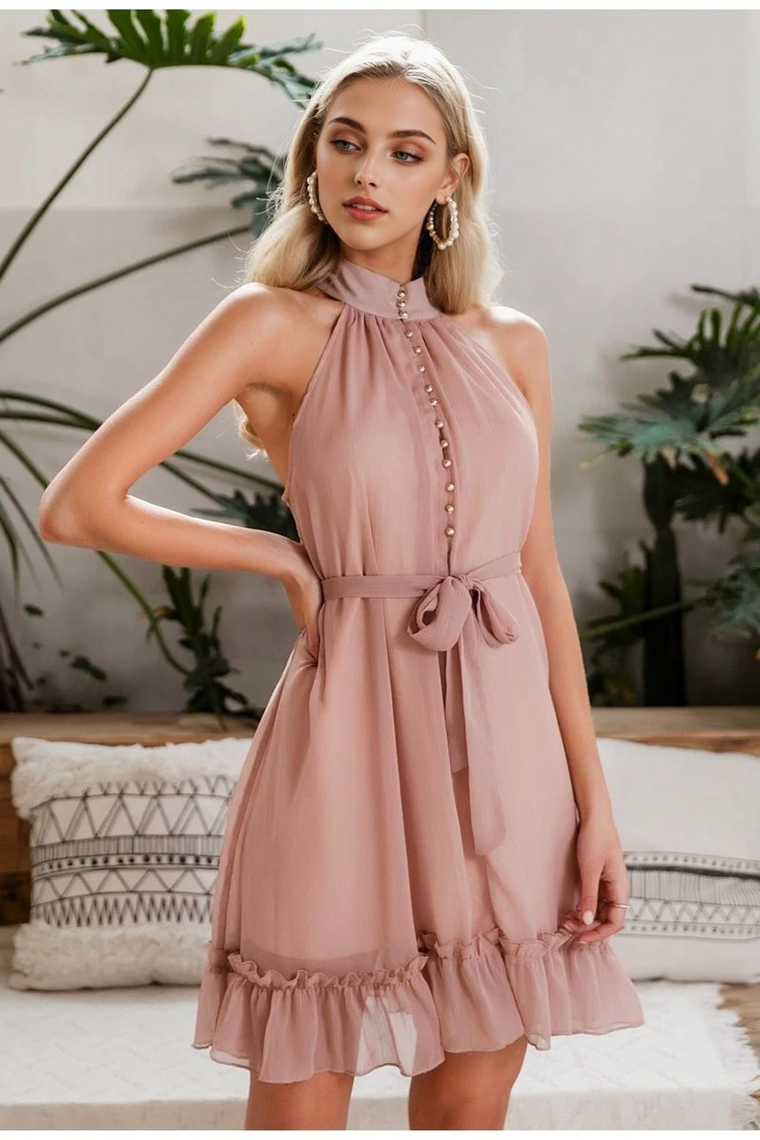 JuliaFashion - Vintage Ruffle Sexy Sleeveless Dress