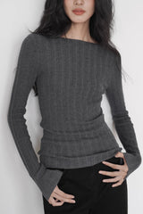 Semi-Sheer Unique Fitted Knit Top