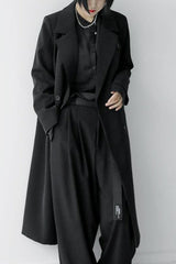 Black Double Breasted Long Blazer Overcoat