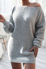 Casual Knit Off Shoulder Sweater Dress