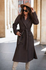 Blazer Lapel Belted Wool Sleeve Overcoat