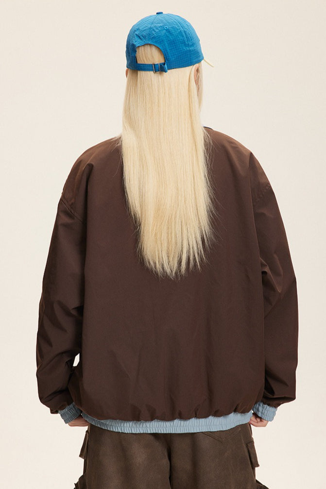 Reversible Stand Collar Colorblock Jacket