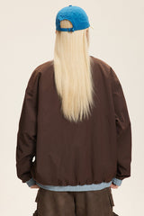 Reversible Stand Collar Colorblock Jacket