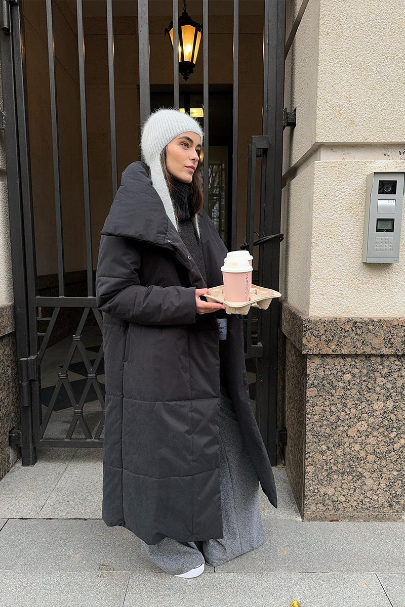 Long Stand Collar Puffer Jacket S / Black