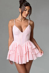 Spaghetti Strap Ruffle Party Dress