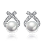 JuliaFashion - 2024 Retro Cross Inlaid Zircon Pearl Earrings