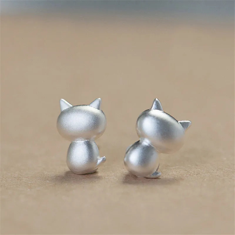 JuliaFashion-Cute Small Cat Shape Ear Stud Earrings