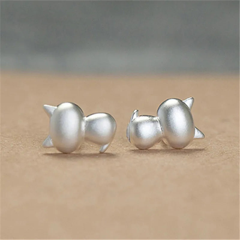 JuliaFashion-Cute Small Cat Shape Ear Stud Earrings