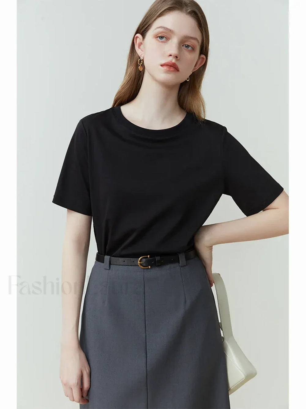 100% Cotton Straight White Black T Shirt Black / S