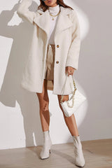 Longline Lapel Plush Winter Coat coats