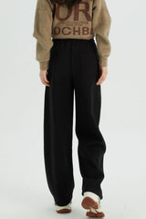 Fleece Lined Loose Fit Curved Knit Pants