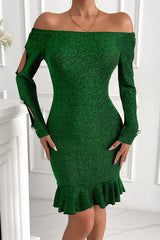 Off-Shoulder Slim Bodycon Sweater Dress