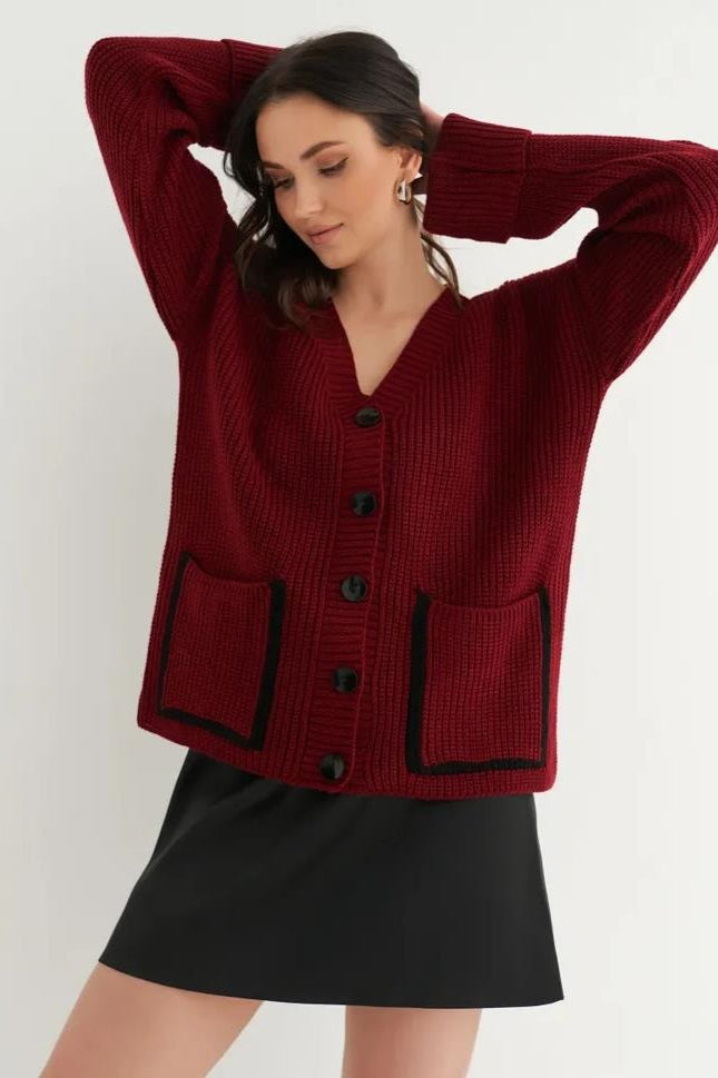 Color Block Pocket Cardigan