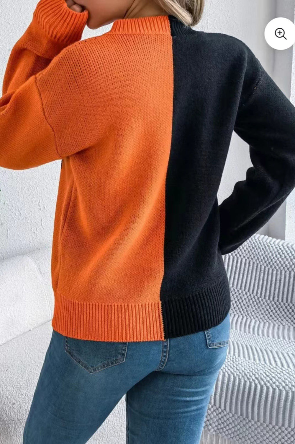 Halloween Ghost Pumpkin Colorblock Sweater