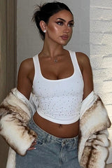 Sexy Rhinestone Spaghetti Strap Tank Top