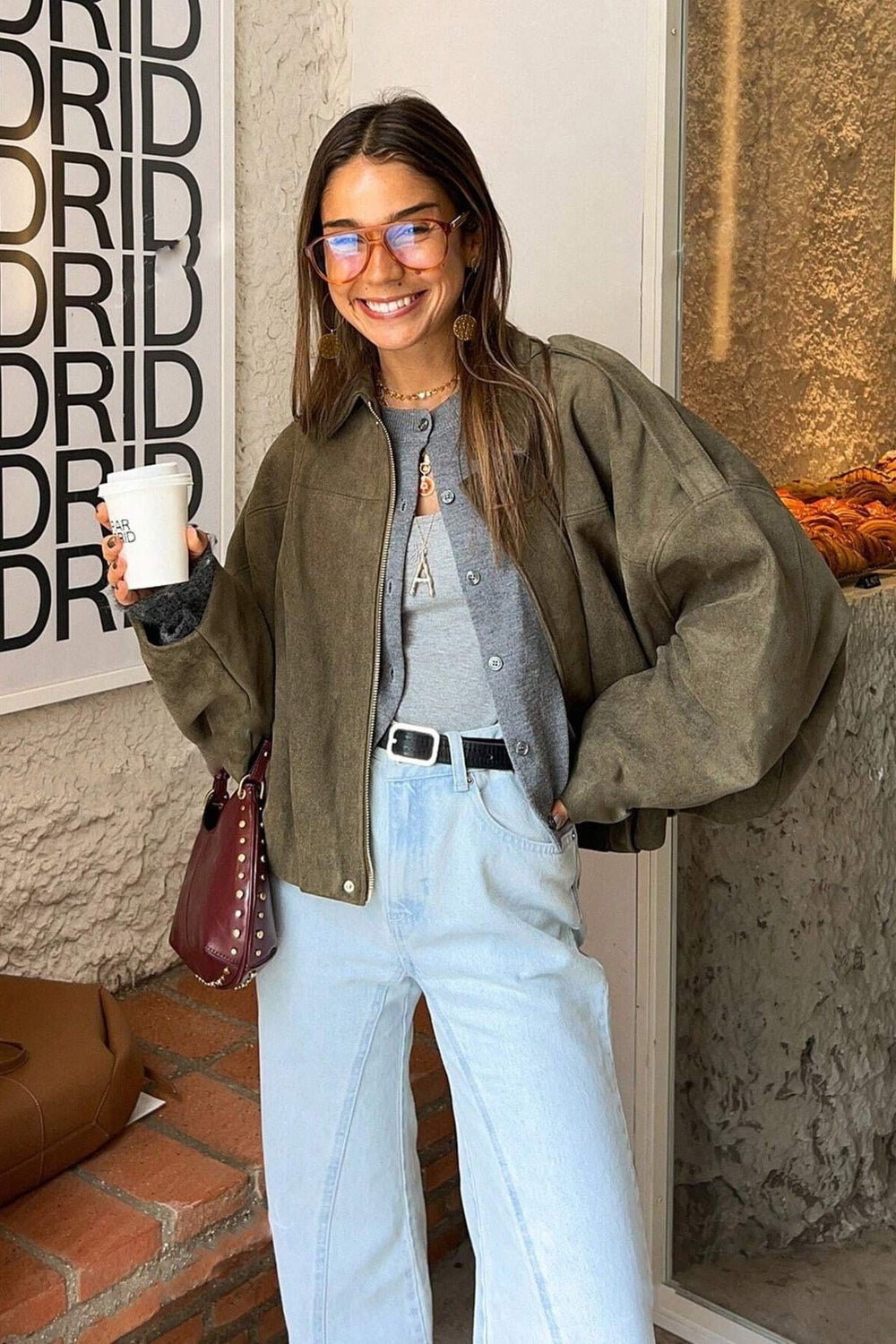 Batwing Sleeve Bomber Jacket S / Green