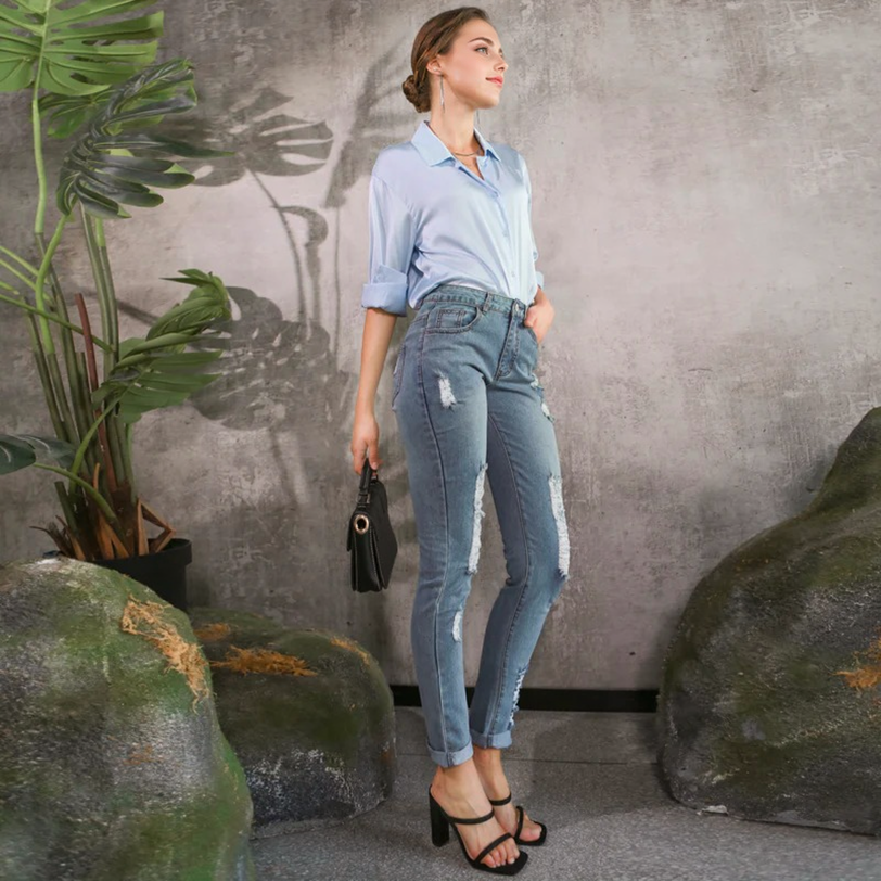 Julia Fashion - Brand New High Woman Denim Pencil Pants