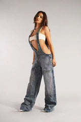 Low Rise Wide Leg Overall Jeans