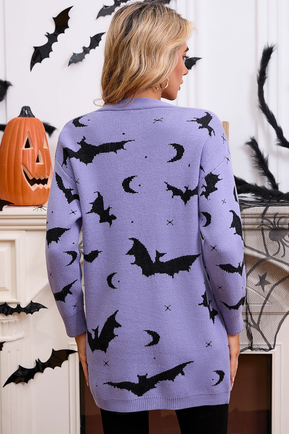 Halloween Bat Jacquard Knit Sweater